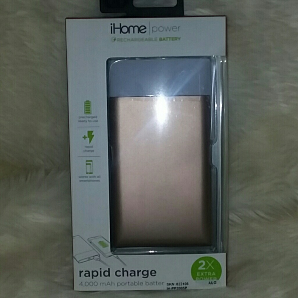 NEW IHome Power Bank Rapid Charge 4,000 MAH 2X Ext